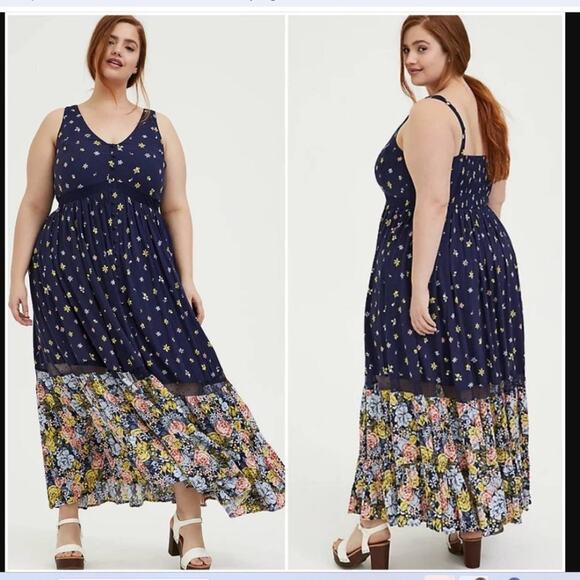 Torrid Maxi Challis Button-Front Blue Floral Maxi Dress size 00 - Picture 2 of 14
